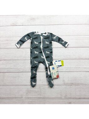 KicKee Pants Baby Footed Pajamas Dog Tree Print Holiday Bamboo NWT 3-6 Months